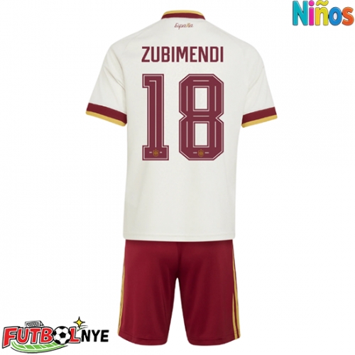 Camiseta España Martin Zubimendi #18 Visitante Equipación para niños Mundial 2026 manga corta (+ pantalones cortos)
